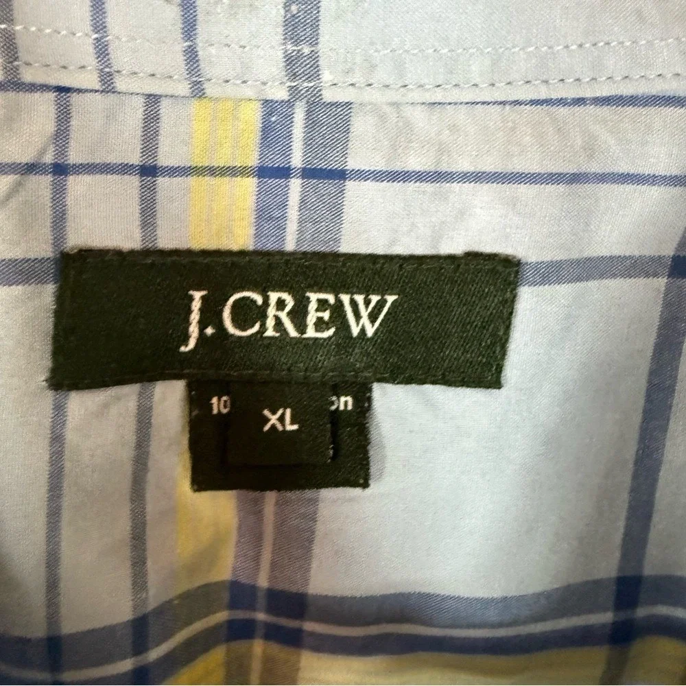 J.Crew Mens Short Sleeve‎ XL Button Down Collared Plaid Shirt Business Casual